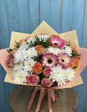 Букет цветов из:  Розы, Герберы и Хризантемы #REPLACE_PRED# Красавино
