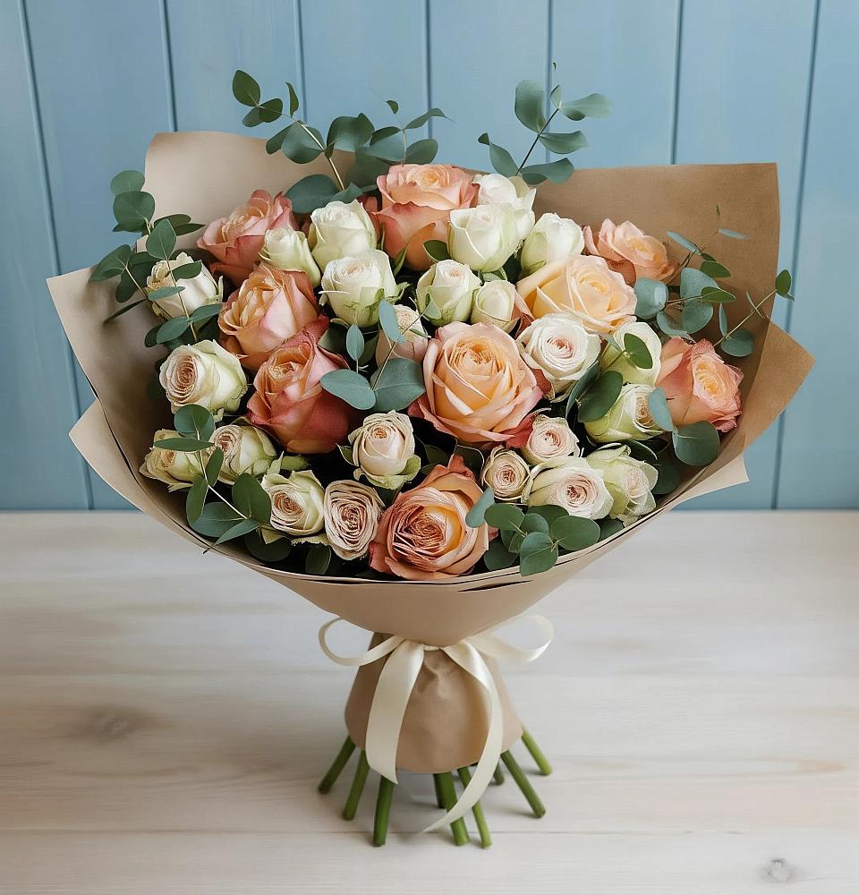 Букет цветов из: Альстромерии и Розы в Красавино