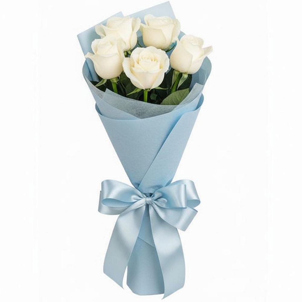 Букет 5 Белых роз Проуд в Красавино