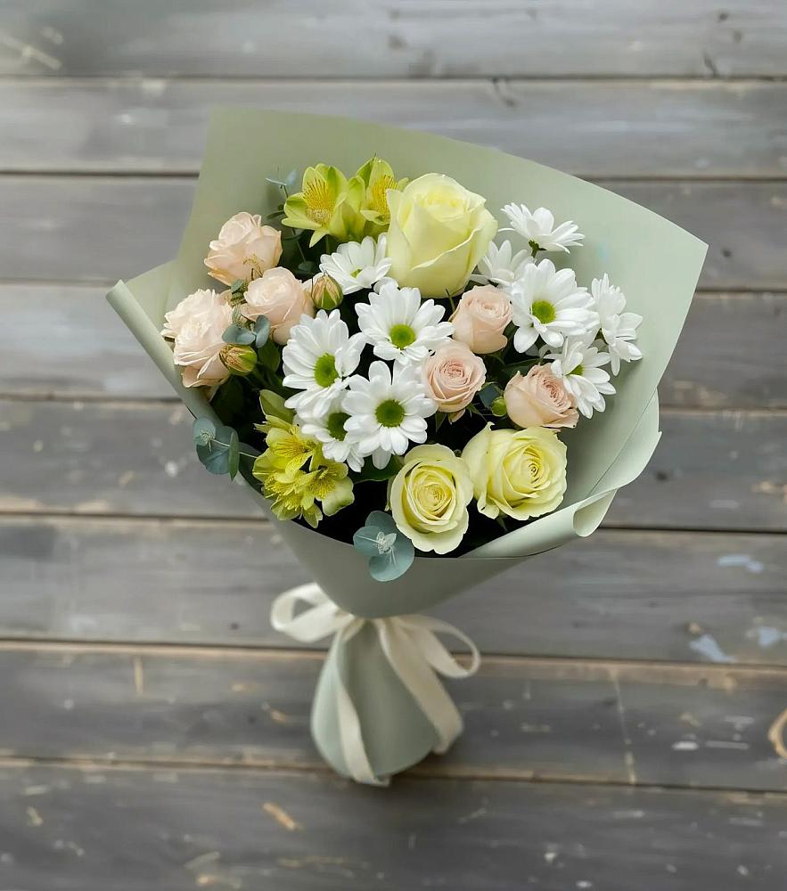 Букет цветов из: Альстромерии, Розы и Хризантемы в Красавино