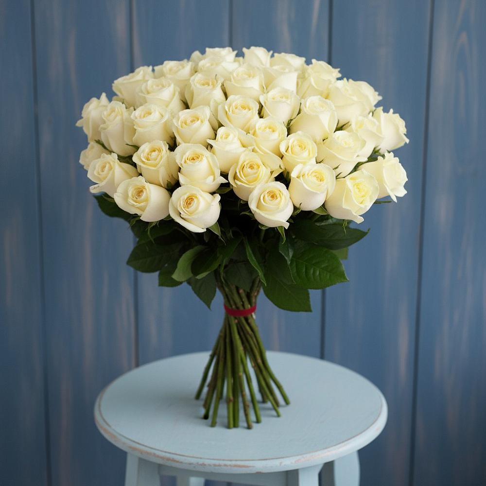 Букет 51 Белая роза Эдлесс Лав в Красавино