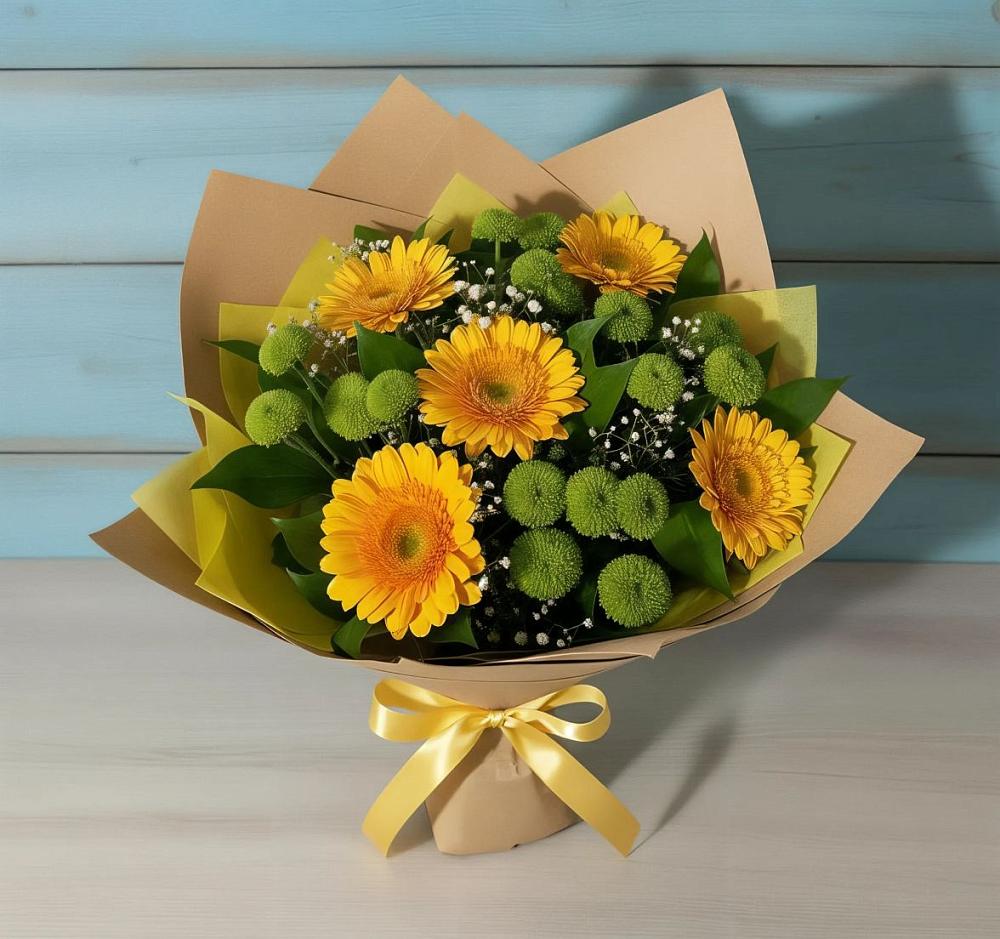 Букет цветов из: Герберы и Хризантемы в Красавино